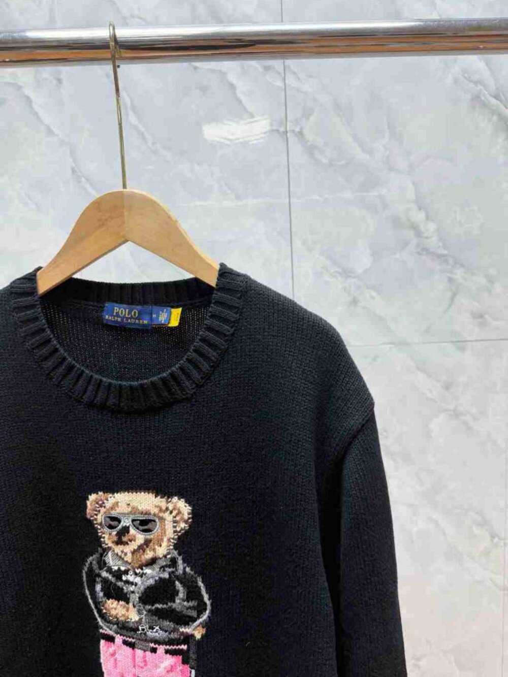 Polo Ralph Lauren Golf Bear Black Crewneck Sweater - Picture 2 of 7